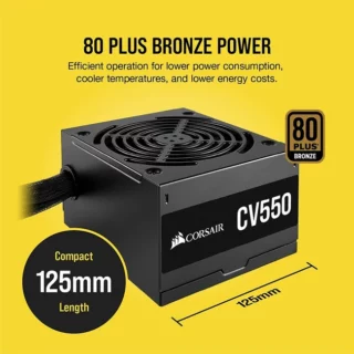Alimentation PC Corsair CV550 80 Plus Bronze compacte.